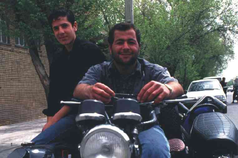 Seid Vali Mir-Esmaily behind the wheels of his specially designed motorcycle