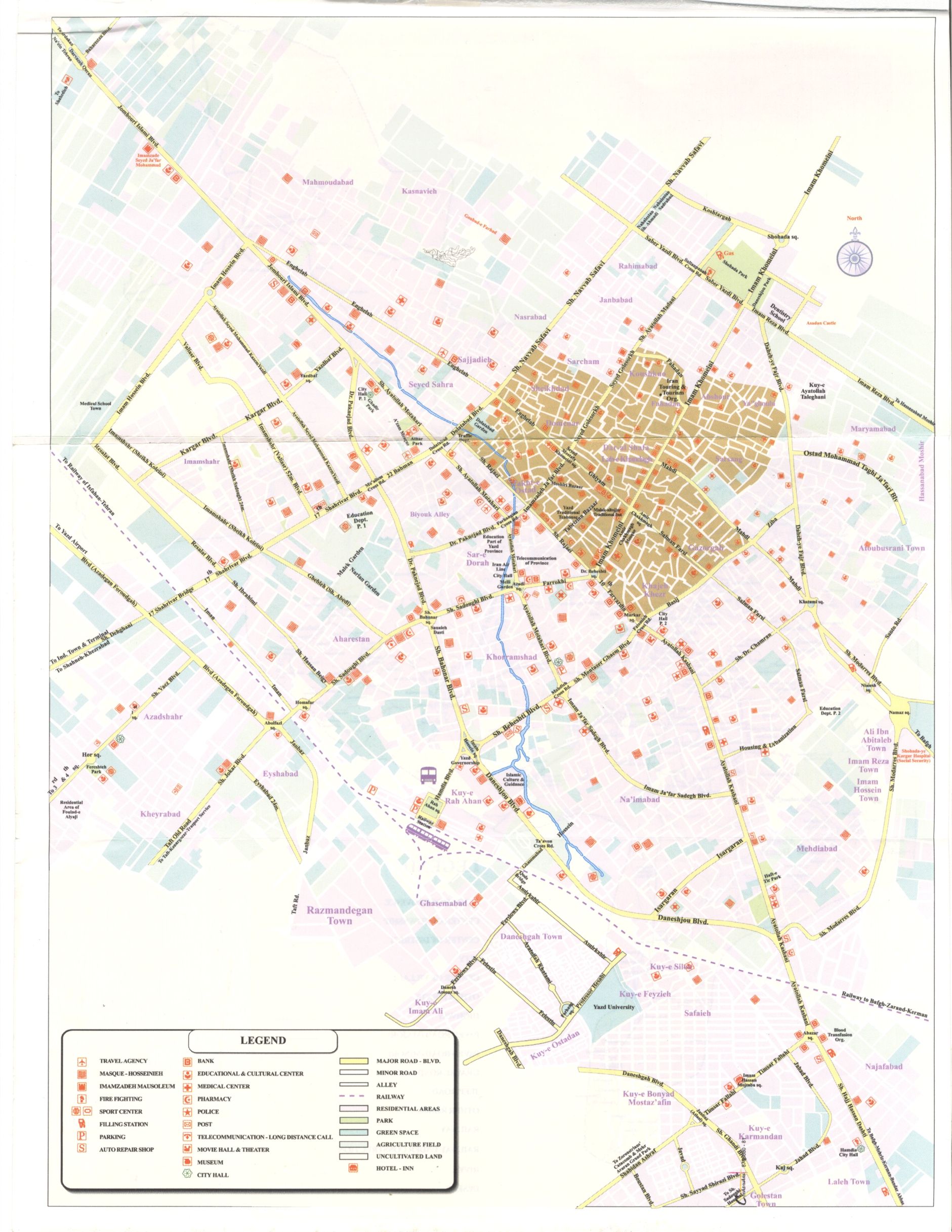 Yazd City Map (2005) High Resolution Image 542KB